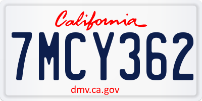 CA license plate 7MCY362