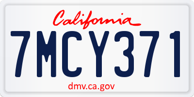 CA license plate 7MCY371