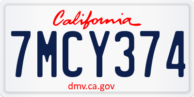 CA license plate 7MCY374