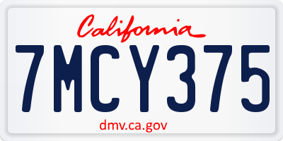 CA license plate 7MCY375