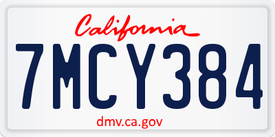 CA license plate 7MCY384