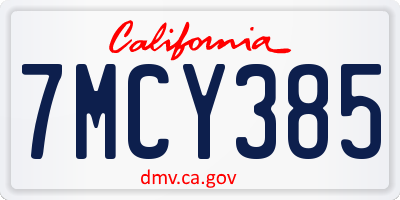 CA license plate 7MCY385