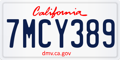 CA license plate 7MCY389
