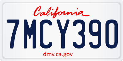 CA license plate 7MCY390