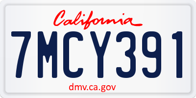 CA license plate 7MCY391