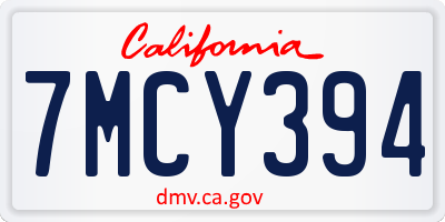 CA license plate 7MCY394