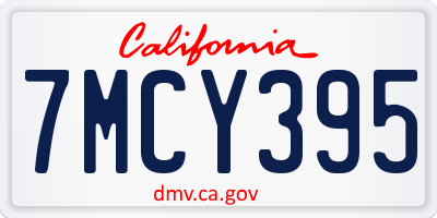 CA license plate 7MCY395