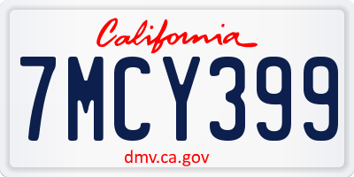 CA license plate 7MCY399