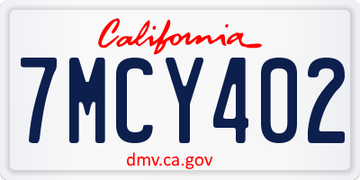 CA license plate 7MCY402