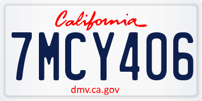 CA license plate 7MCY406
