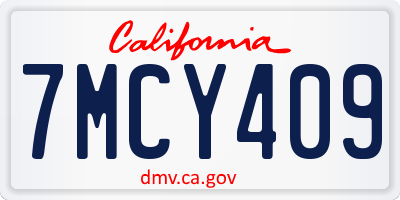 CA license plate 7MCY409