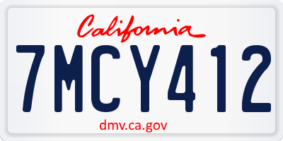 CA license plate 7MCY412