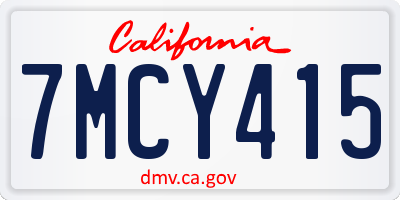 CA license plate 7MCY415