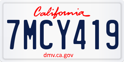 CA license plate 7MCY419