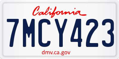 CA license plate 7MCY423