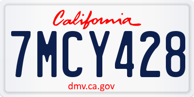 CA license plate 7MCY428