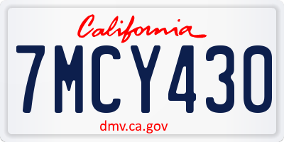 CA license plate 7MCY430