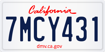 CA license plate 7MCY431