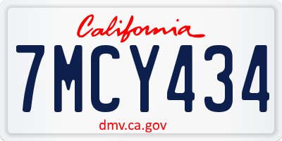 CA license plate 7MCY434