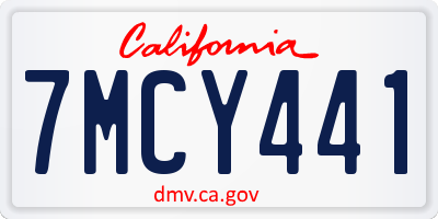 CA license plate 7MCY441