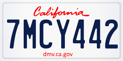 CA license plate 7MCY442