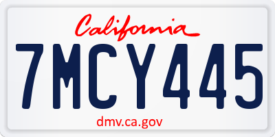 CA license plate 7MCY445