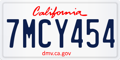 CA license plate 7MCY454