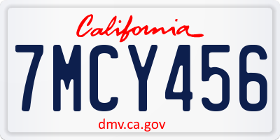 CA license plate 7MCY456