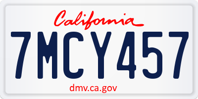 CA license plate 7MCY457
