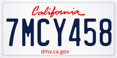CA license plate 7MCY458