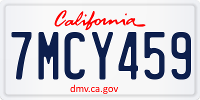 CA license plate 7MCY459