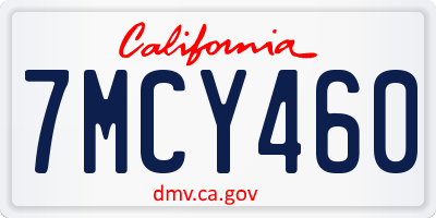 CA license plate 7MCY460
