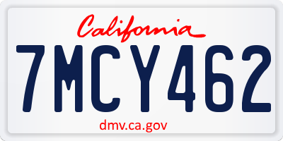 CA license plate 7MCY462