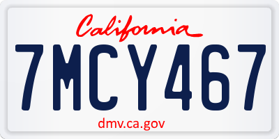 CA license plate 7MCY467
