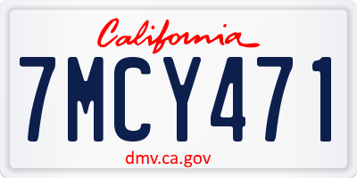 CA license plate 7MCY471
