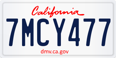 CA license plate 7MCY477