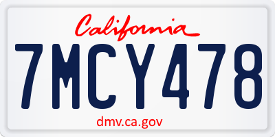 CA license plate 7MCY478