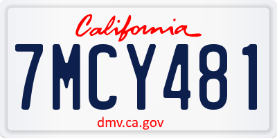 CA license plate 7MCY481
