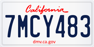 CA license plate 7MCY483