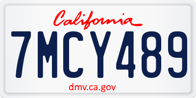 CA license plate 7MCY489