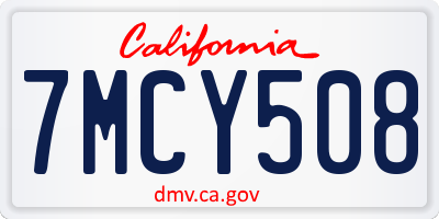 CA license plate 7MCY508