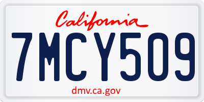 CA license plate 7MCY509