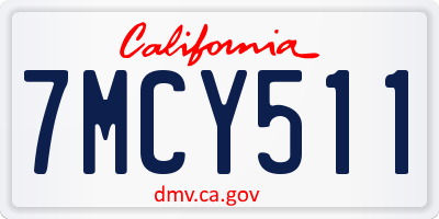 CA license plate 7MCY511