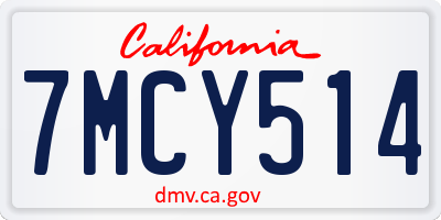 CA license plate 7MCY514