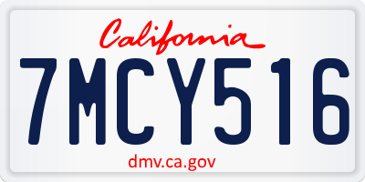 CA license plate 7MCY516