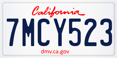 CA license plate 7MCY523