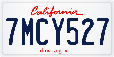 CA license plate 7MCY527