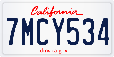 CA license plate 7MCY534