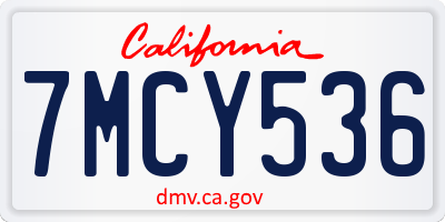 CA license plate 7MCY536