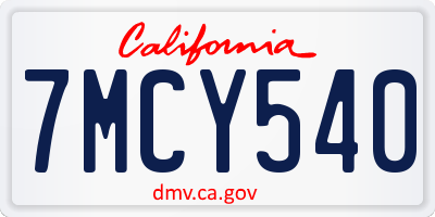 CA license plate 7MCY540